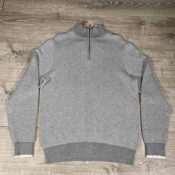 Vineyard Vines Sweater Mens Small Gray Half Zip Pullover Cotton Cashmere Knit - Picture 1 of 10